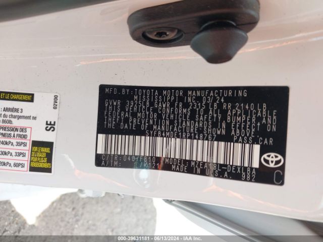 Photo 8 VIN: 5YFB4MDE1RP148767 - TOYOTA COROLLA 