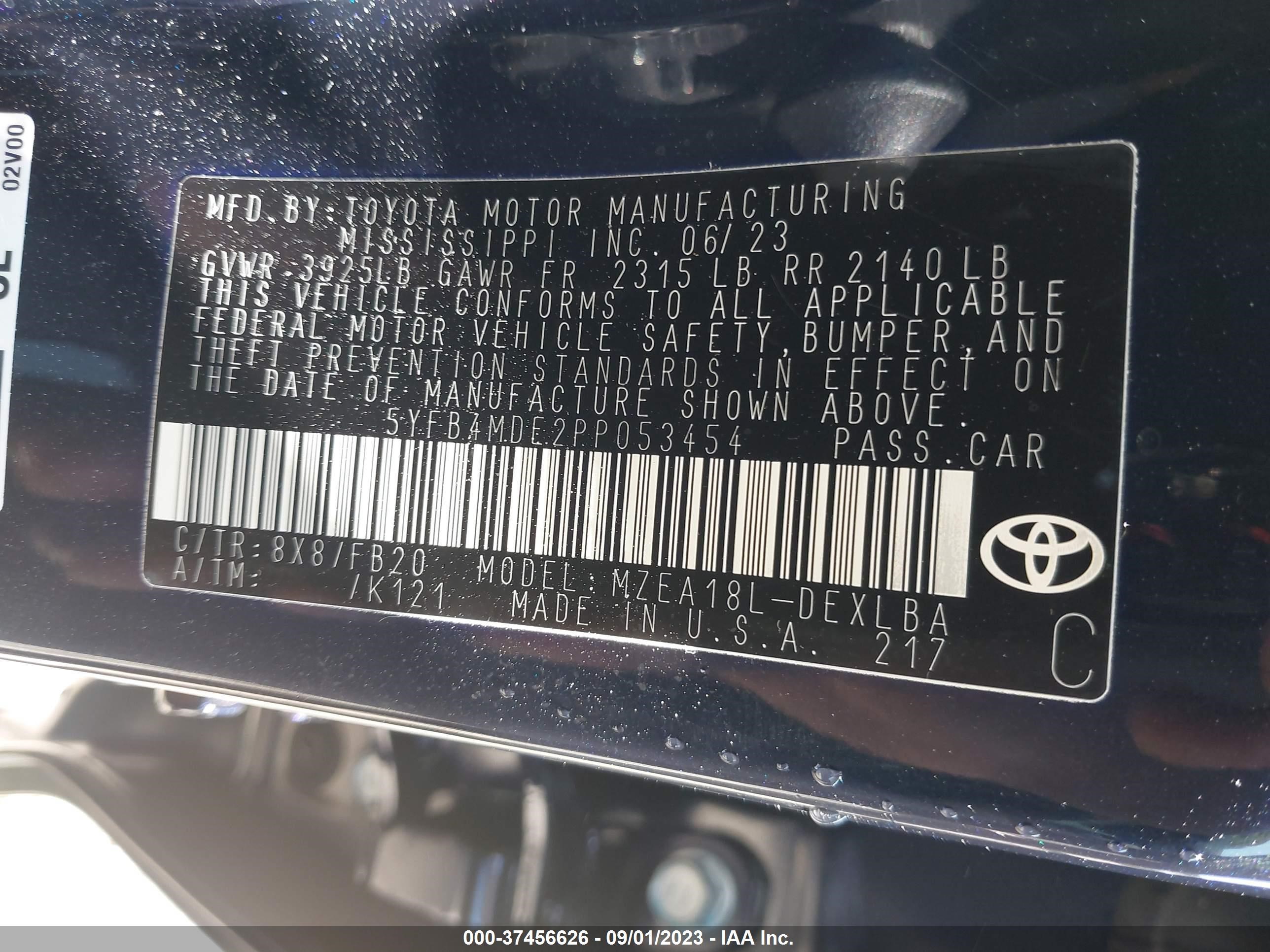 Photo 8 VIN: 5YFB4MDE2PP053454 - TOYOTA COROLLA 