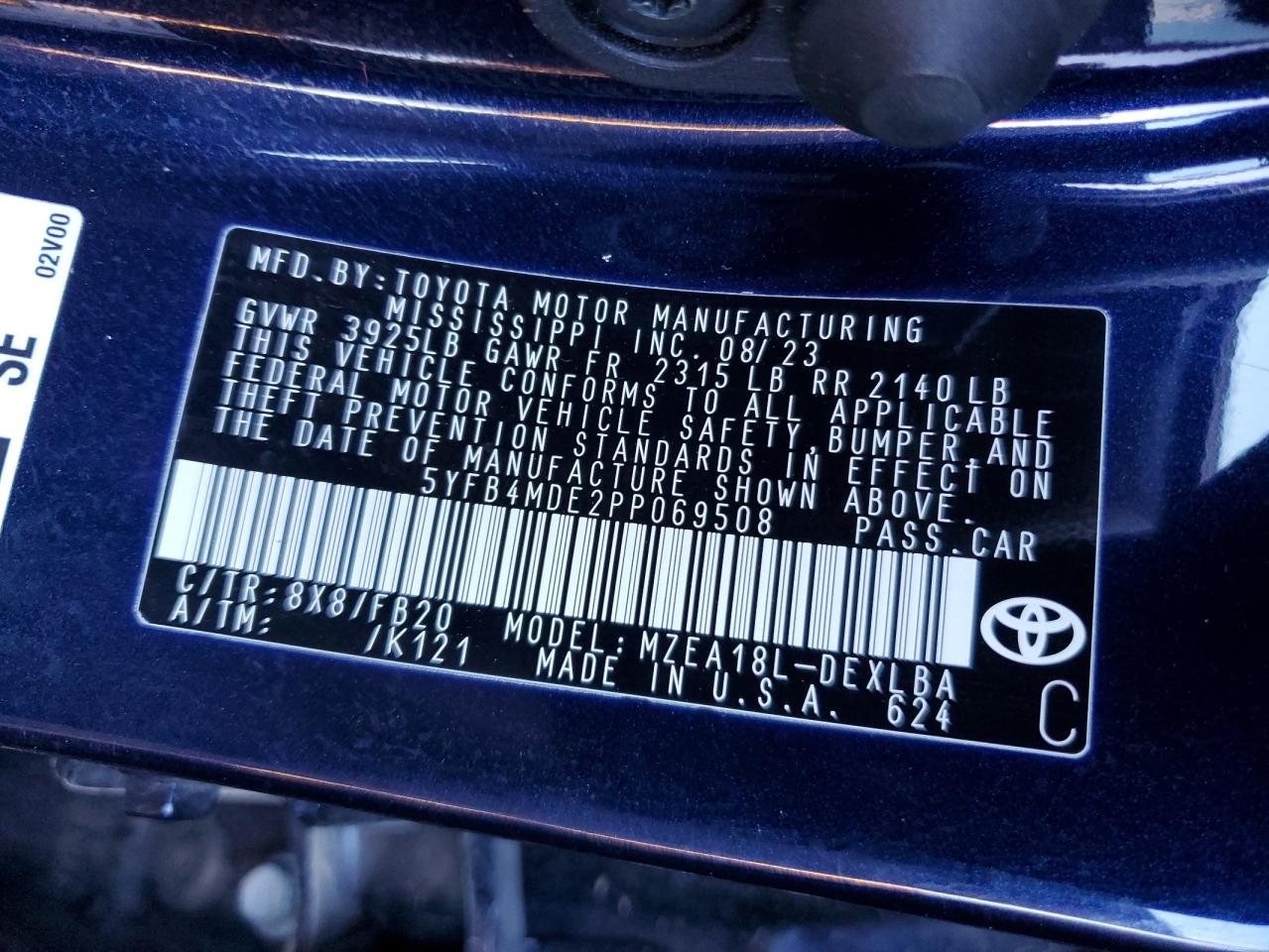 Photo 11 VIN: 5YFB4MDE2PP069508 - TOYOTA COROLLA 