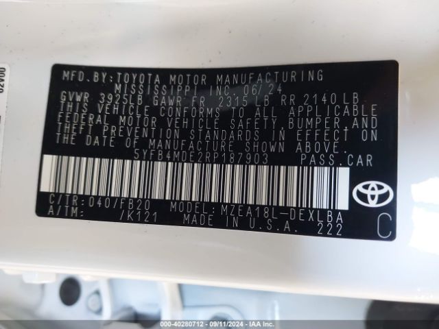 Photo 8 VIN: 5YFB4MDE2RP187903 - TOYOTA COROLLA 