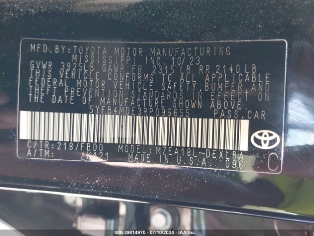 Photo 8 VIN: 5YFB4MDE3RP096655 - TOYOTA COROLLA 