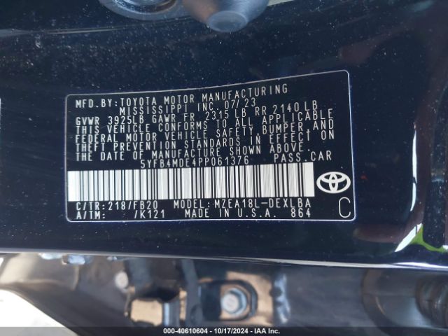 Photo 8 VIN: 5YFB4MDE4PP061376 - TOYOTA COROLLA 