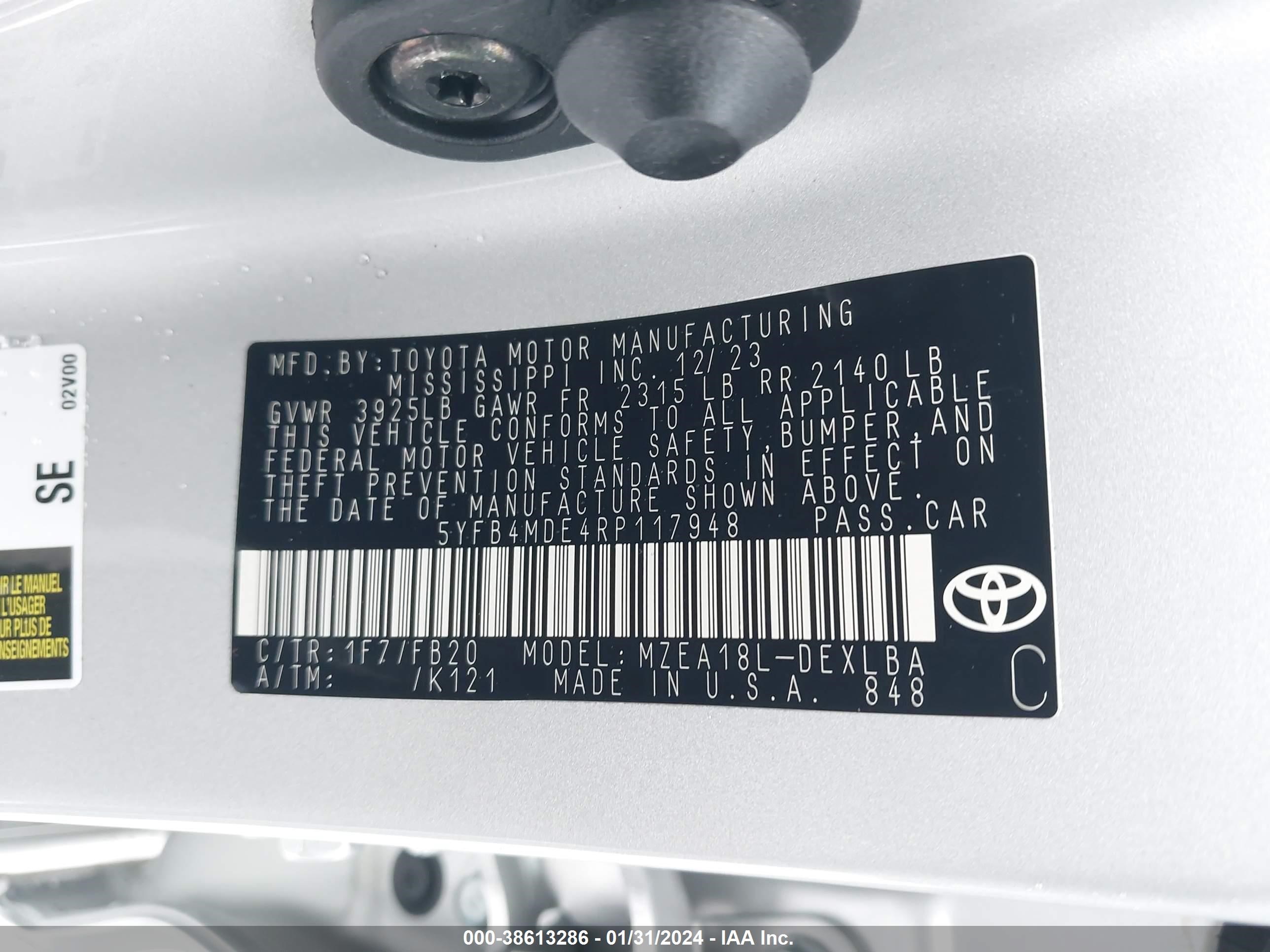 Photo 8 VIN: 5YFB4MDE4RP117948 - TOYOTA COROLLA 