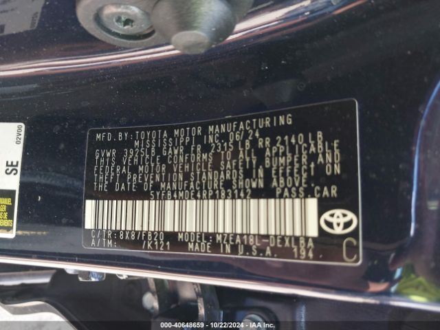 Photo 8 VIN: 5YFB4MDE4RP183142 - TOYOTA COROLLA 