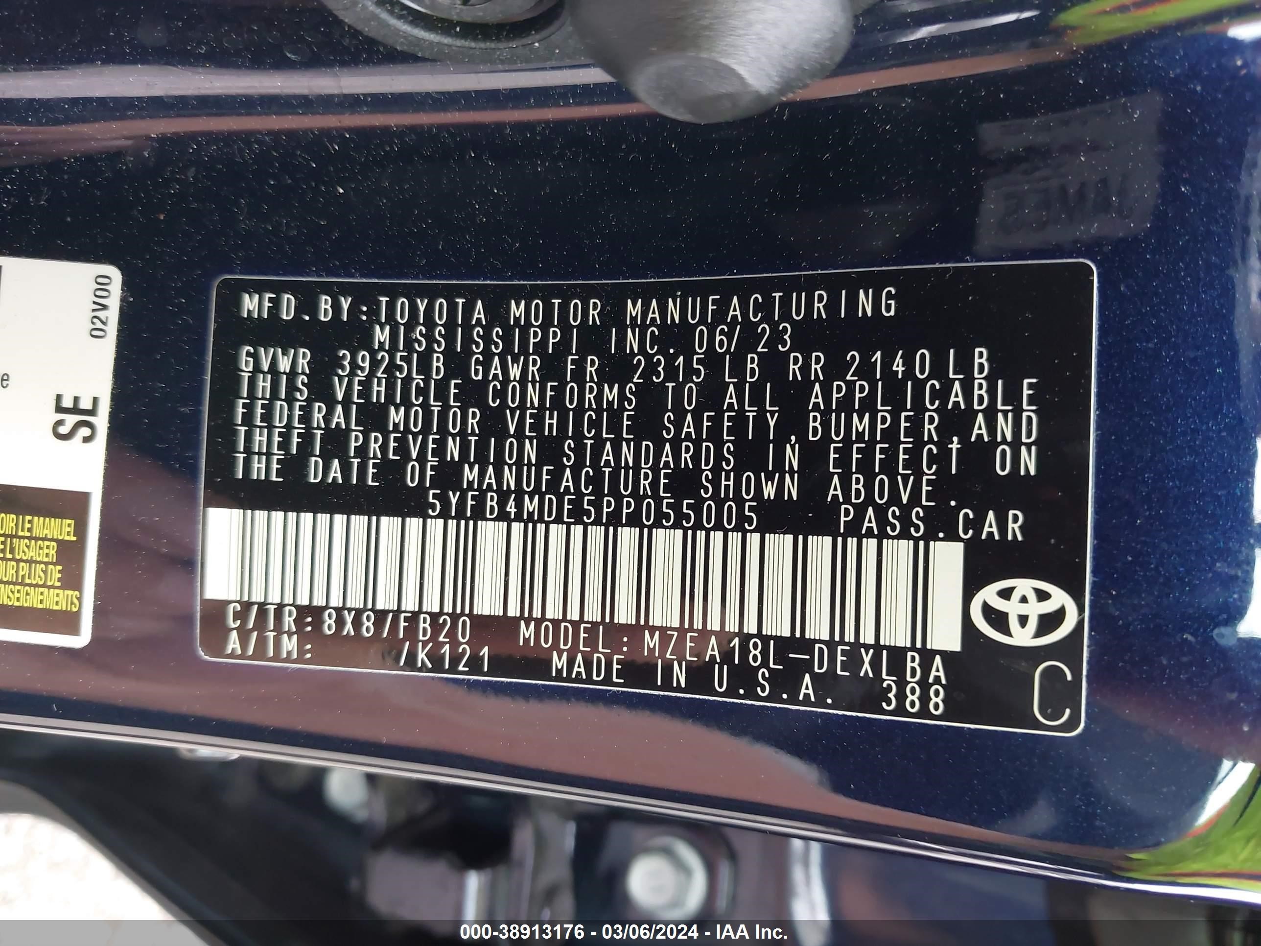 Photo 8 VIN: 5YFB4MDE5PP055005 - TOYOTA COROLLA 