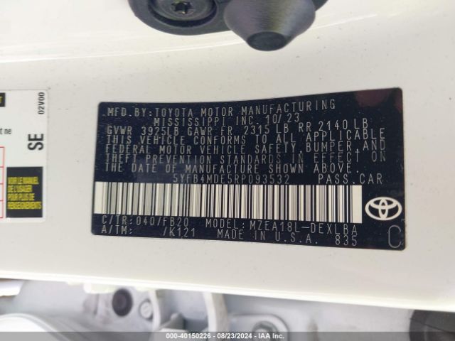 Photo 8 VIN: 5YFB4MDE5RP093532 - TOYOTA COROLLA 