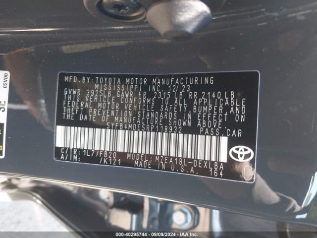 Photo 8 VIN: 5YFB4MDE5RP118932 - TOYOTA COROLLA 