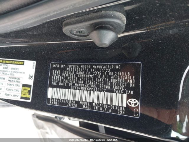 Photo 8 VIN: 5YFB4MDE6PP012132 - TOYOTA COROLLA 