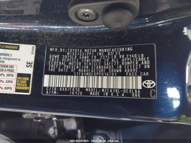 Photo 8 VIN: 5YFB4MDE6PP016701 - TOYOTA COROLLA 