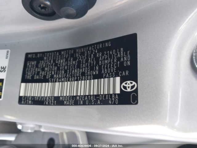 Photo 8 VIN: 5YFB4MDE8RP128080 - TOYOTA COROLLA 