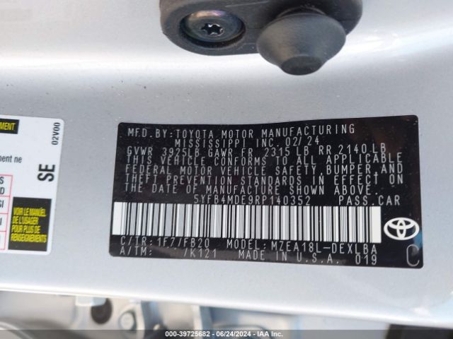 Photo 5 VIN: 5YFB4MDE9RP140352 - TOYOTA COROLLA 