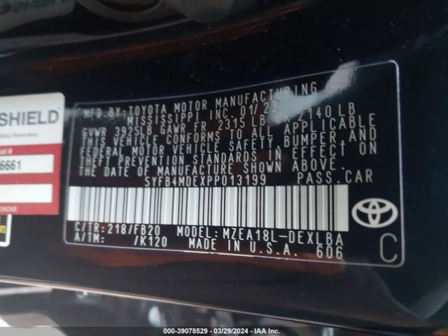 Photo 8 VIN: 5YFB4MDEXPP013199 - TOYOTA COROLLA 