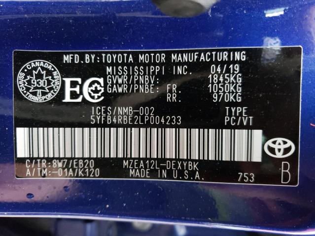 Photo 12 VIN: 5YFB4RBE2LP004233 - TOYOTA COROLLA 