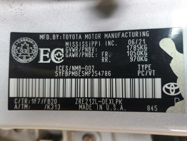 Photo 12 VIN: 5YFBPMBE5MP254786 - TOYOTA COROLLA 