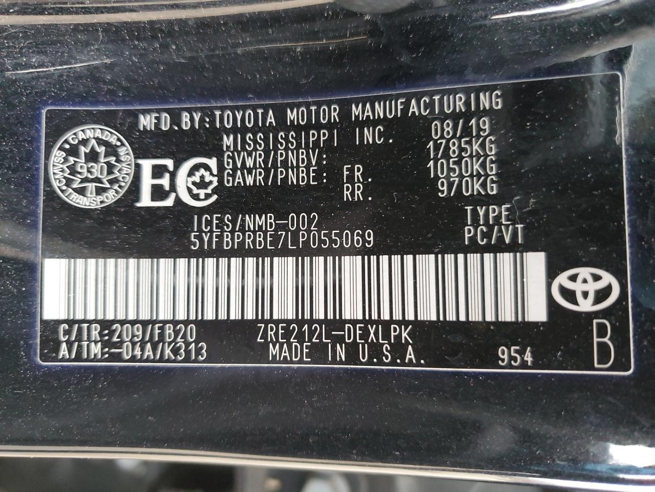 Photo 12 VIN: 5YFBPRBE7LP055069 - TOYOTA COROLLA 