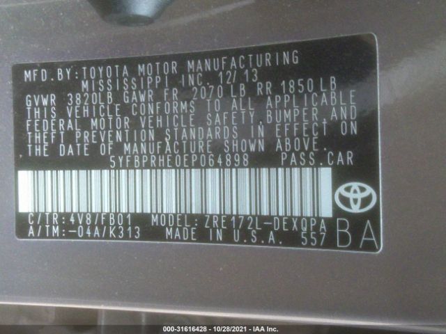 Photo 8 VIN: 5YFBPRHE0EP064898 - TOYOTA COROLLA 