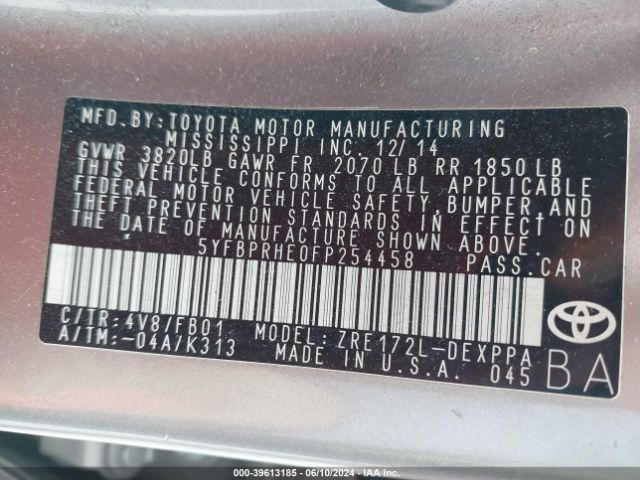 Photo 8 VIN: 5YFBPRHE0FP254458 - TOYOTA COROLLA 