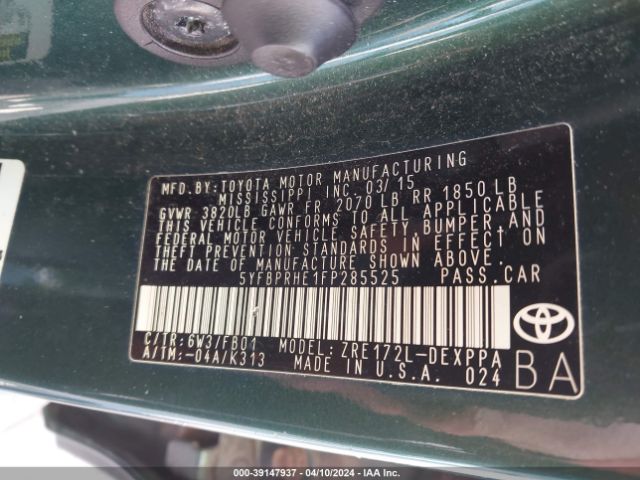 Photo 8 VIN: 5YFBPRHE1FP285525 - TOYOTA COROLLA 