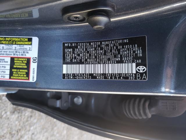 Photo 9 VIN: 5YFBPRHE1GP368924 - TOYOTA COROLLA EC 