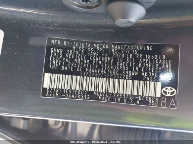 Photo 8 VIN: 5YFBPRHE2FP357705 - TOYOTA COROLLA 