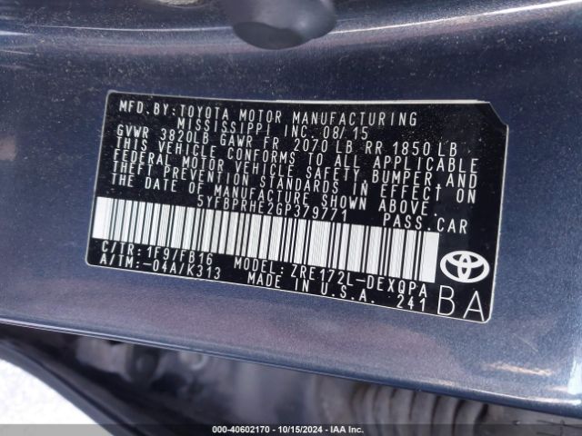 Photo 8 VIN: 5YFBPRHE2GP379771 - TOYOTA COROLLA 