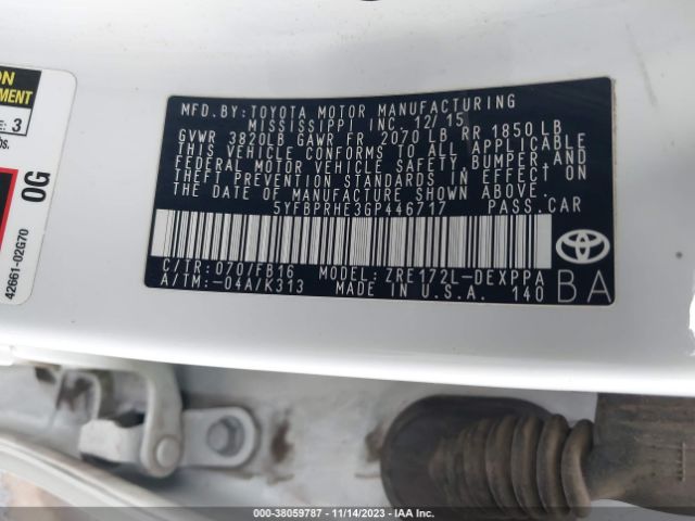 Photo 8 VIN: 5YFBPRHE3GP446717 - TOYOTA COROLLA 