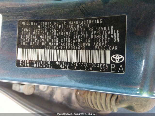 Photo 8 VIN: 5YFBPRHE5EP094639 - TOYOTA COROLLA 