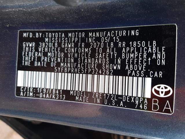 Photo 11 VIN: 5YFBPRHE5FP324262 - TOYOTA COROLLA EC 