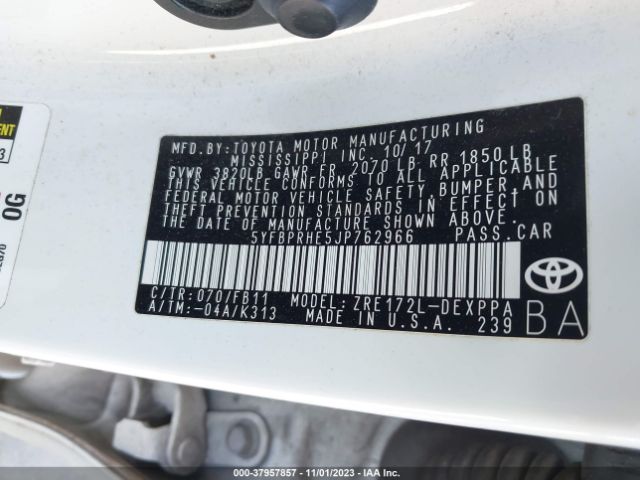 Photo 8 VIN: 5YFBPRHE5JP762966 - TOYOTA COROLLA 