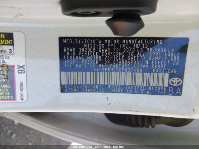 Photo 8 VIN: 5YFBPRHE6EP037480 - TOYOTA COROLLA 