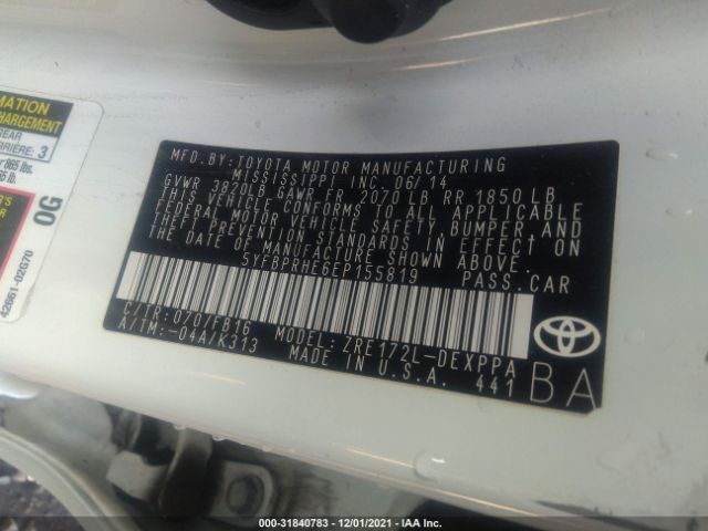 Photo 8 VIN: 5YFBPRHE6EP155819 - TOYOTA COROLLA 