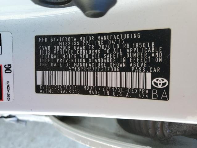 Photo 12 VIN: 5YFBPRHE7FP317006 - TOYOTA COROLLA 