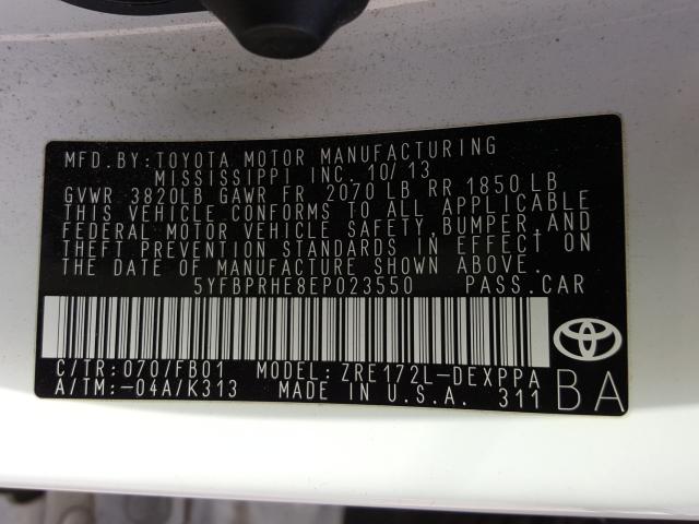 Photo 9 VIN: 5YFBPRHE8EP023550 - TOYOTA COROLLA EC 