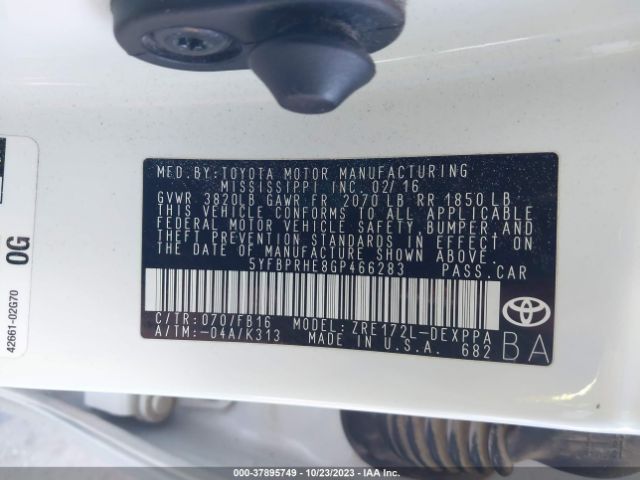 Photo 8 VIN: 5YFBPRHE8GP466283 - TOYOTA COROLLA 