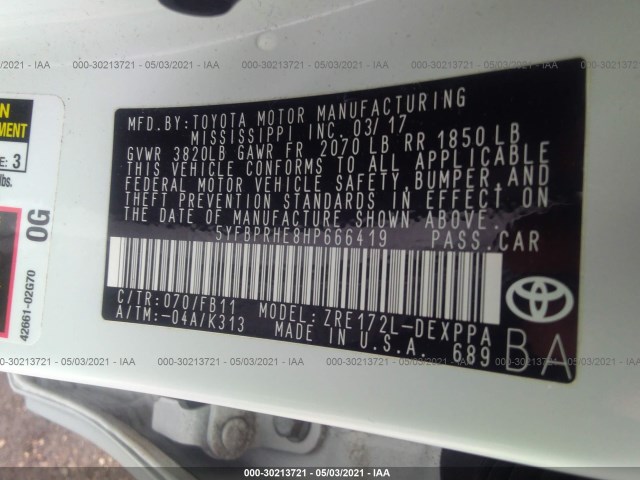 Photo 8 VIN: 5YFBPRHE8HP666419 - TOYOTA COROLLA 