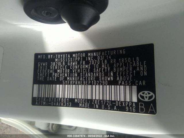 Photo 8 VIN: 5YFBPRHE9EP102290 - TOYOTA COROLLA 