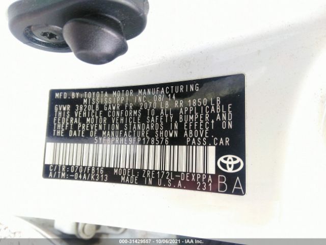 Photo 8 VIN: 5YFBPRHE9FP178576 - TOYOTA COROLLA 