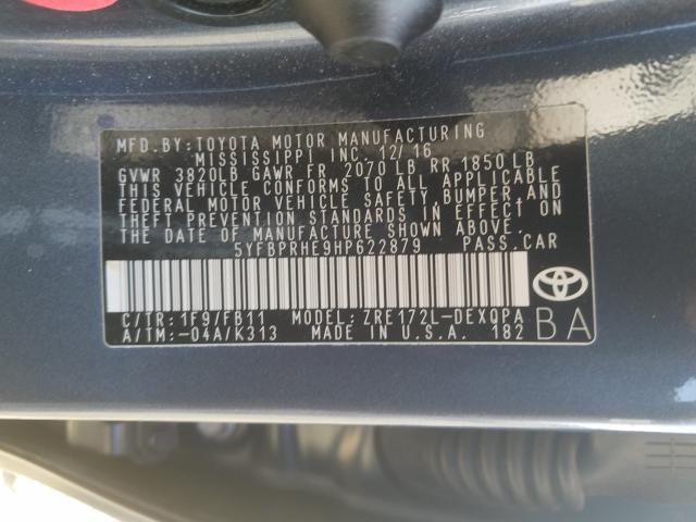 Photo 9 VIN: 5YFBPRHE9HP622879 - TOYOTA COROLLA LE 