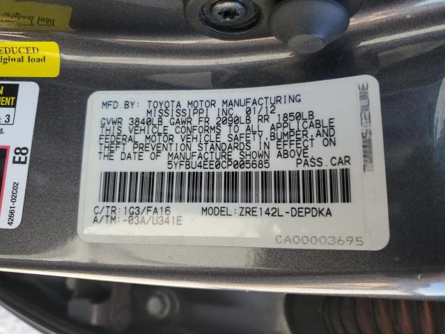 Photo 11 VIN: 5YFBU4EE0CP005685 - TOYOTA CORROLLA 