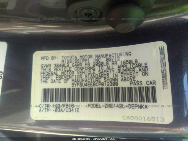 Photo 8 VIN: 5YFBU4EE0CP012300 - TOYOTA COROLLA 