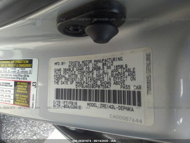 Photo 8 VIN: 5YFBU4EE0DP075947 - TOYOTA COROLLA 