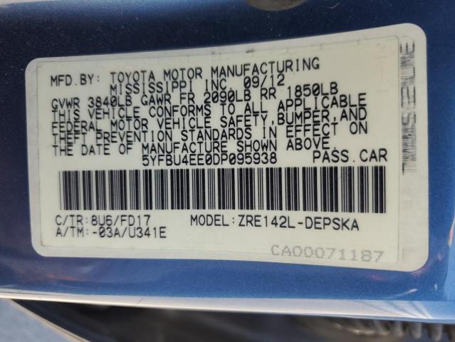 Photo 12 VIN: 5YFBU4EE0DP095938 - TOYOTA COROLLA BA 