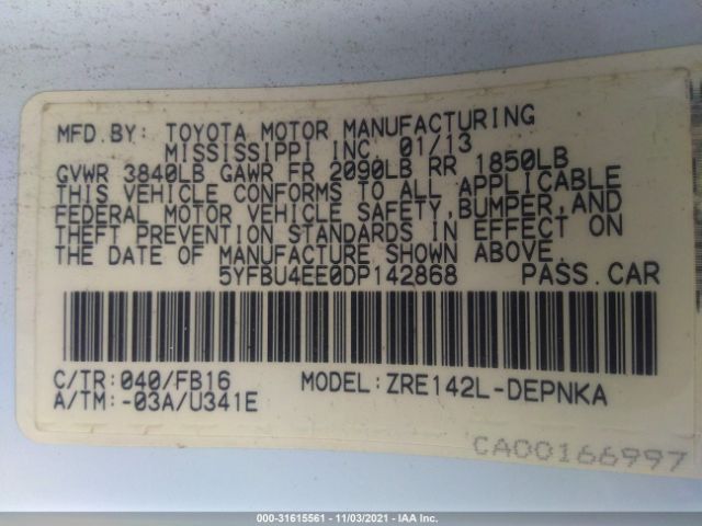 Photo 8 VIN: 5YFBU4EE0DP142868 - TOYOTA COROLLA 