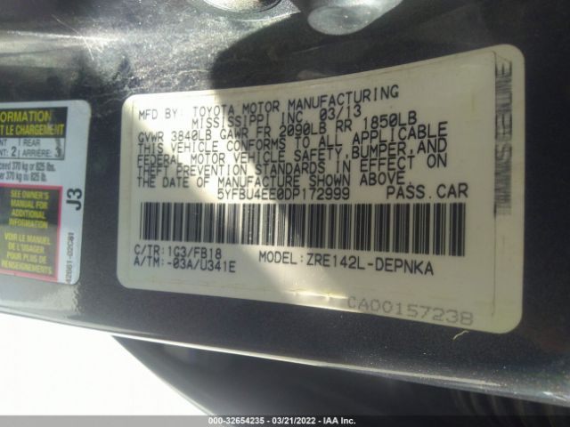 Photo 8 VIN: 5YFBU4EE0DP172999 - TOYOTA COROLLA 