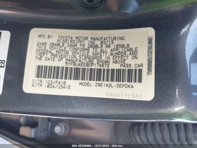 Photo 8 VIN: 5YFBU4EE0DP174672 - TOYOTA COROLLA 