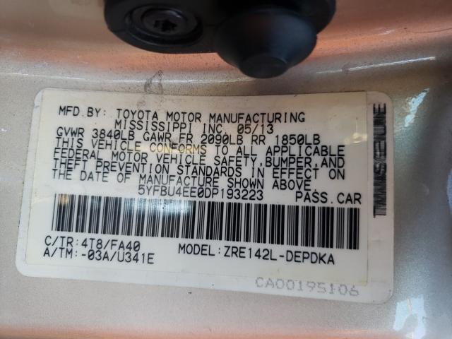 Photo 9 VIN: 5YFBU4EE0DP193223 - TOYOTA COROLLA BA 