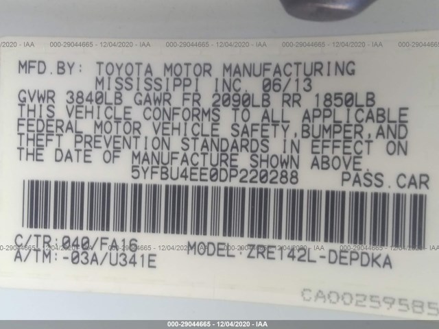 Photo 8 VIN: 5YFBU4EE0DP220288 - TOYOTA COROLLA 