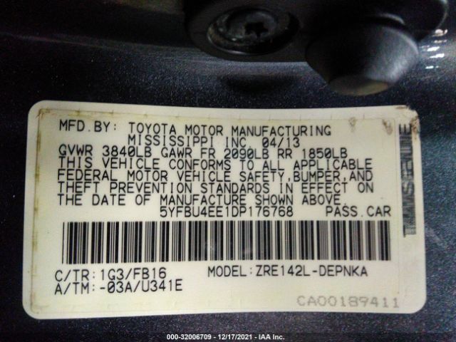 Photo 8 VIN: 5YFBU4EE1DP176768 - TOYOTA COROLLA 