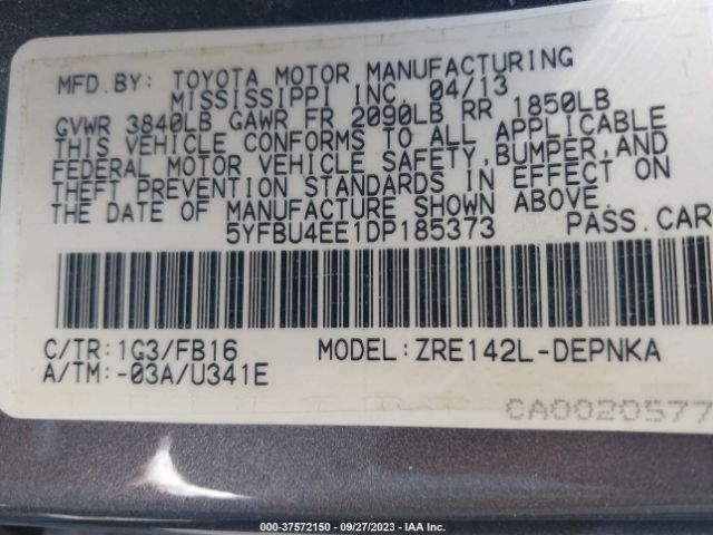 Photo 8 VIN: 5YFBU4EE1DP185373 - TOYOTA COROLLA 