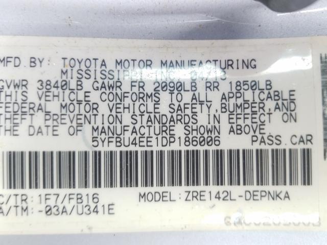 Photo 9 VIN: 5YFBU4EE1DP186006 - TOYOTA COROLLA BA 